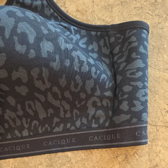 (J15) Cacique Navy Animal Print Bra Sz 50DDD - Picture 3 of 10